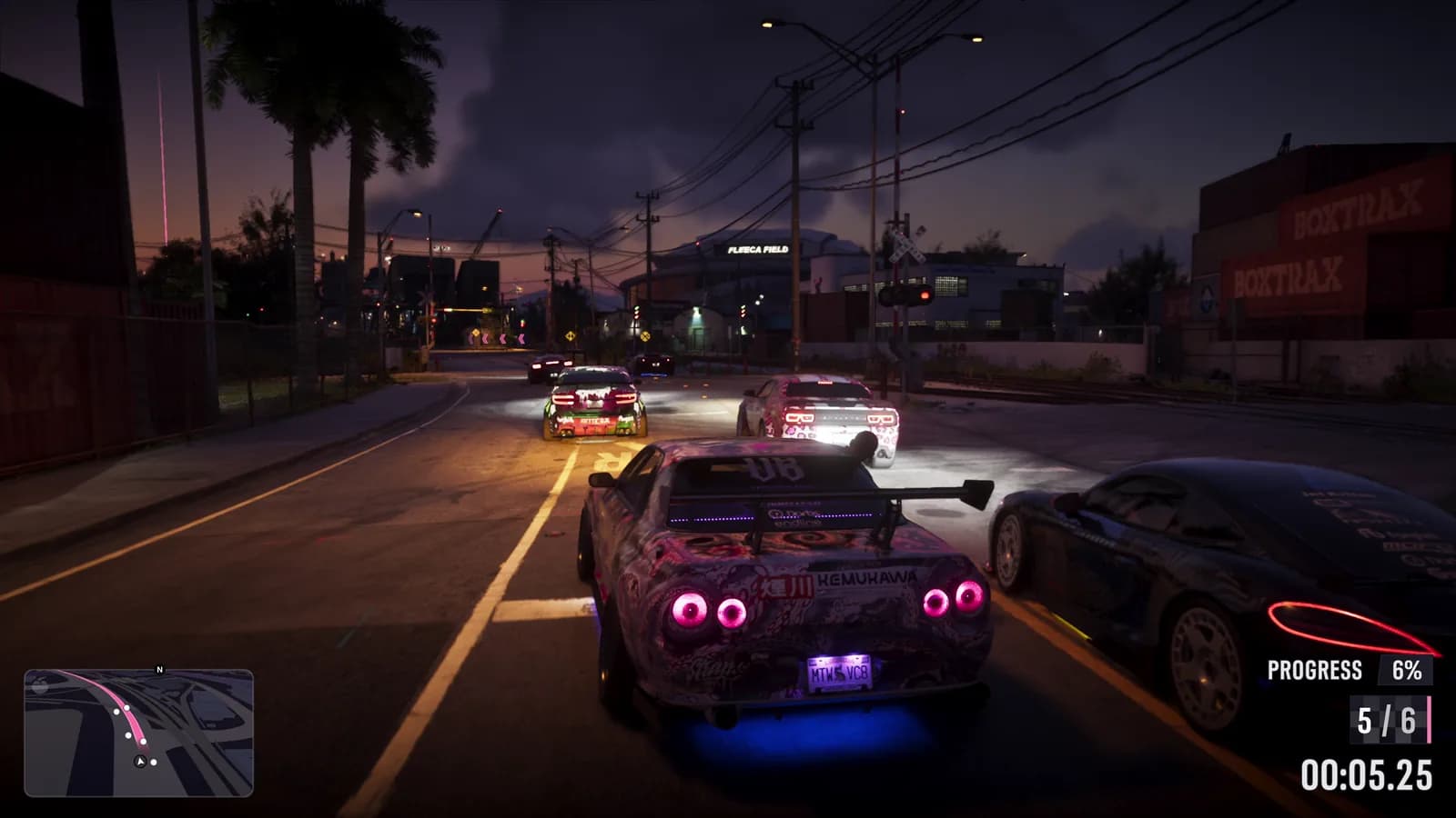 Una carrera callejera nocturna en Vice City — GTA VI