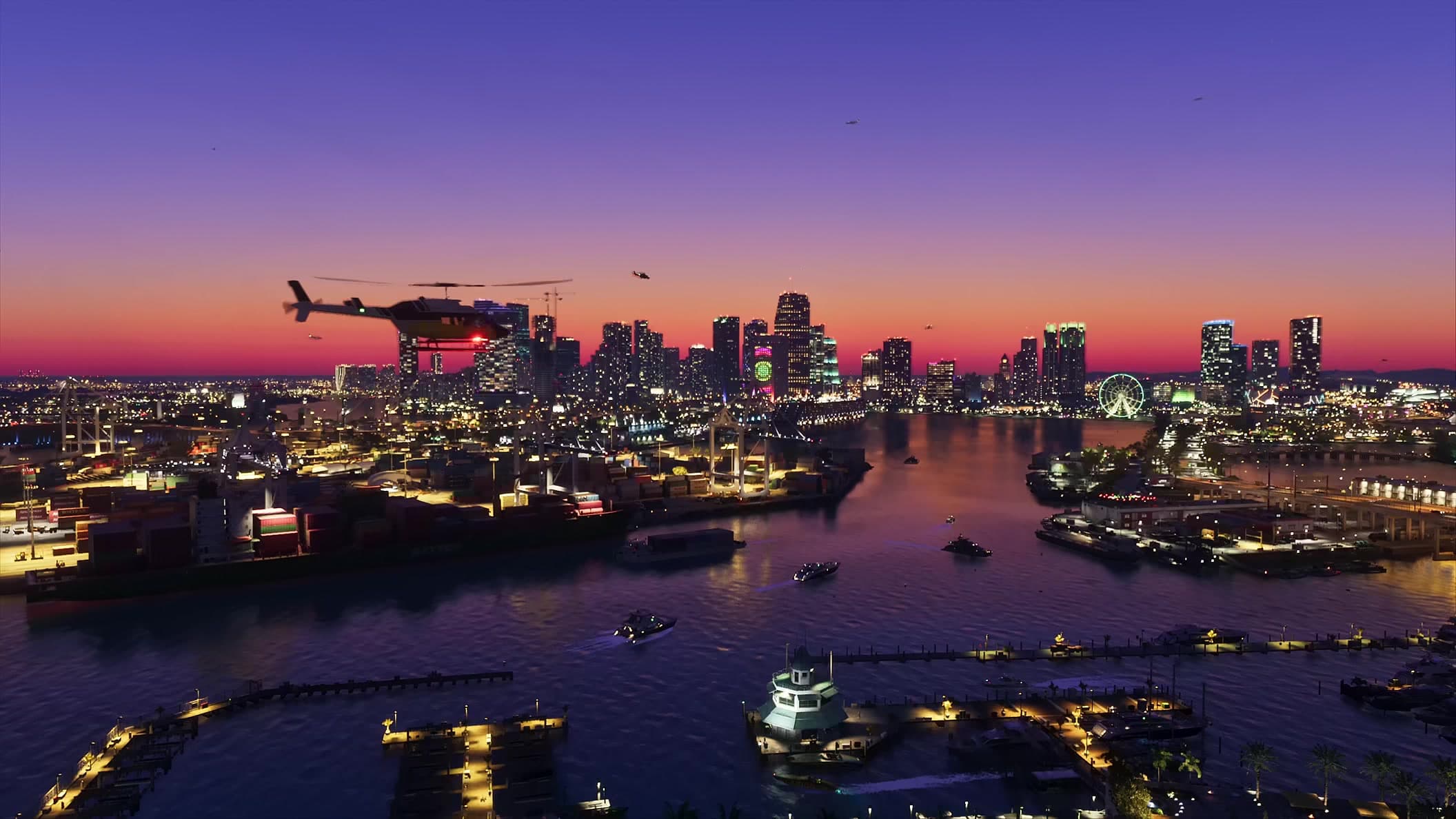 Vice City Aerial at Dusk — wide (video frame)